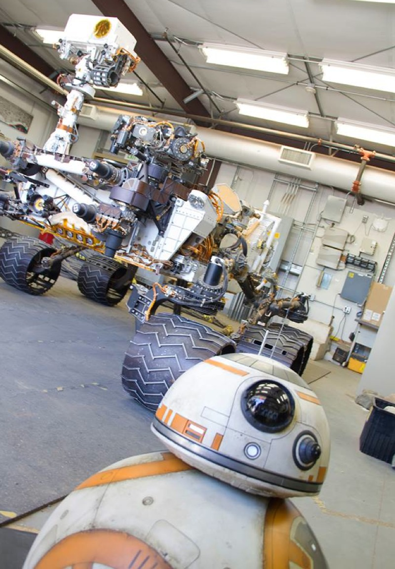 Selfie with the test double for NASA’s Curiosity Mars Rover.